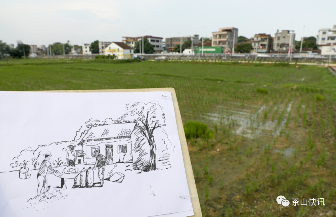 有的在画纸上描绘出一幅稻田公园的速写画,有的在纸盘上画起了"节约