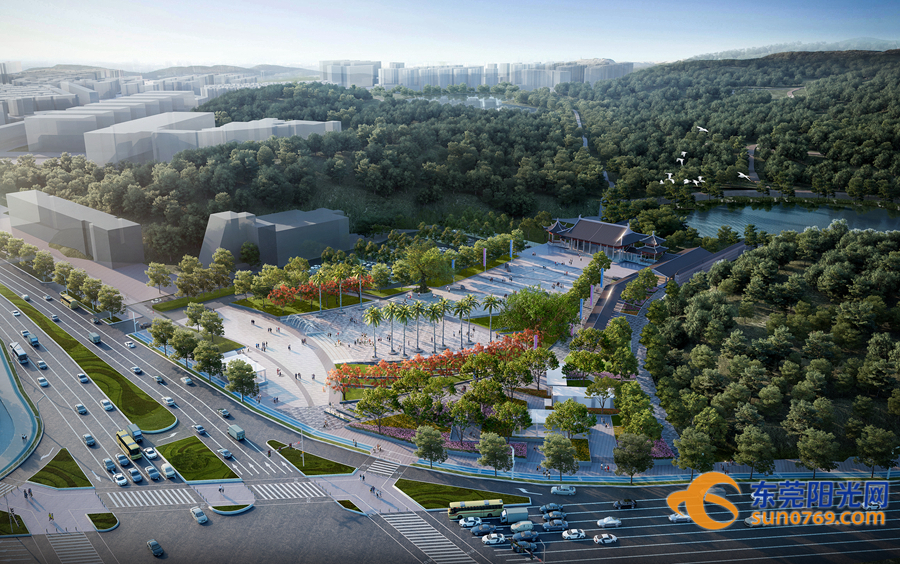 旗峰入口广场鸟瞰图