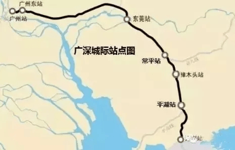 其中,廣深鐵路廣州東站至深圳站最快旅行時間68分鐘.