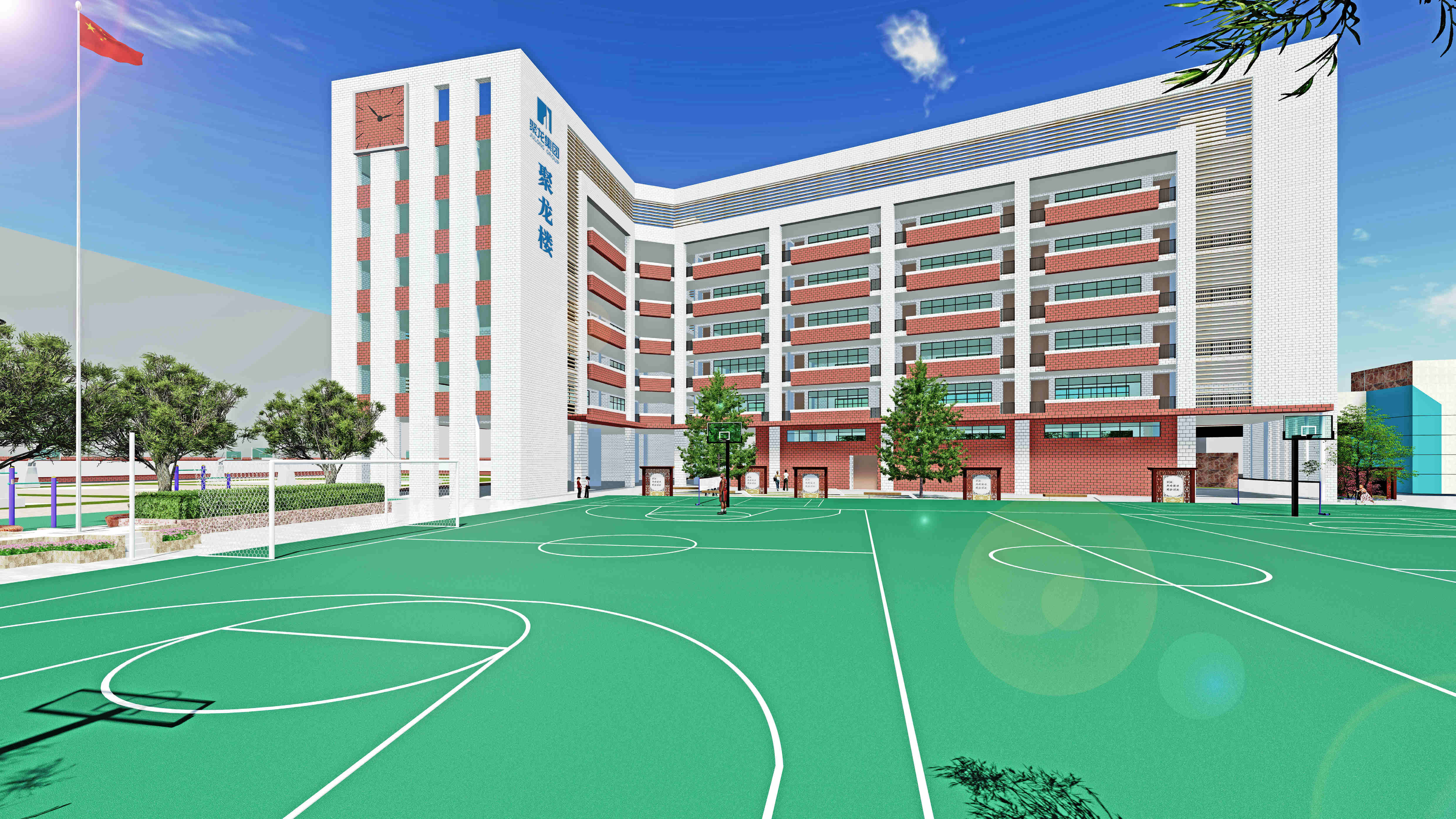 石龙三中教学楼建设项目(聚龙楼)开始动工