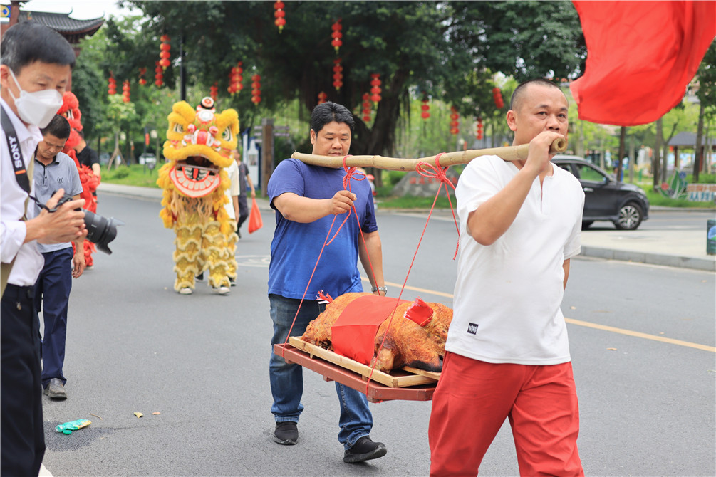 抬猪照片图片